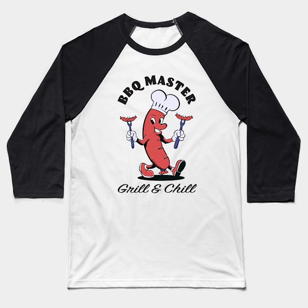 Grill Master BBQ Chef Baseball T-Shirt by Black Tee Inc